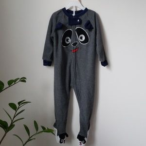 Fleece Dog Face Footed One Piece